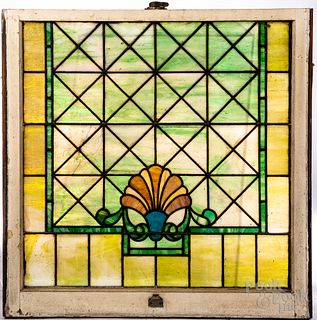 Pair of leaded slag glass windows, ca. 1900