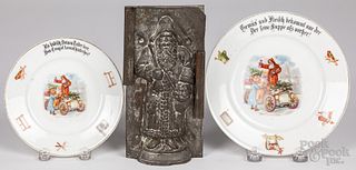 Two German porcelain Christmas plates