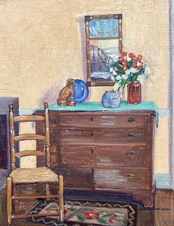 Ruth Haviland Sutton Oil on Artist Board "Interior Scene"