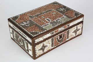 Elaborate Seed Shell Encrusted Box, 19th Century