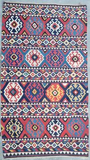 Fine Antique Caucasian Flatweave Kilim Carpet Rug, circa 1890