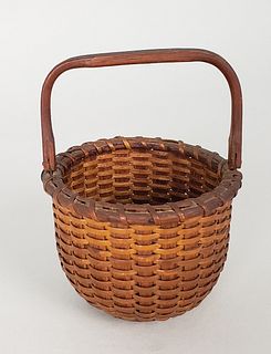 Fine Antique Nantucket Swing Handle Two Egg Basket
