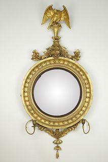 Regency Carved Giltwood Convex Girondale Mirror, early 19th Century