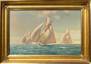 Richard Loud Oil on Canvas "Yacht Race"