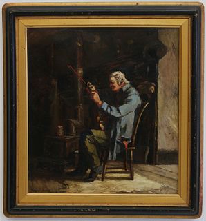 Wendell Macy Oil on Canvas "The Fiddler", circa 1878