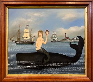 Ralph Eugene Cahoon, Jr. Oil on Masonite "Mermaid with Looking Glass"
