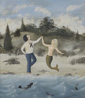 Martha Cahoon Oil on Panel "Seaside Dance", circa 1984