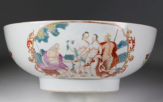 Chinese Export Famille Rose "Judgement of Paris" Punchbowl, mid 18th Century