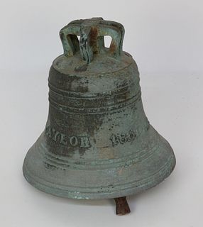 Dated 1861 John Taylor Cast Bronze Church Bell with Wrought Iron Clapper