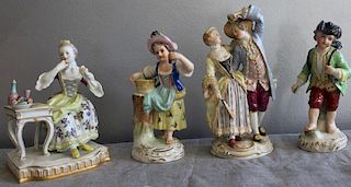 MEISSEN. Lot of 4 Porcelain Figurines.