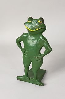 Antique Cast Iron Figural Frog Doorstop, circa 1920
