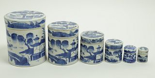 Six Canton Graduated Canisters, 19th Century