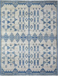 Hand Knotted Wool Peshawar Oriental Carpet with Berber Motifs
