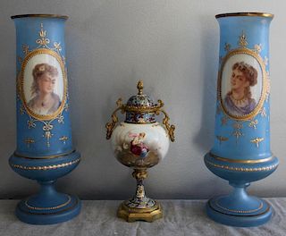 SEVRES. Porcelain & Enamel Decorated Lidded Urn