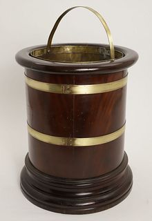 Mahogany Brass Bound Wine Cooler with Brass Bucket Liner, 19th Century