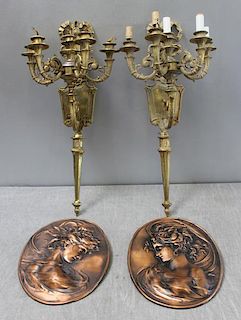 Bronze Sconce and Bronze Relief Lot.
