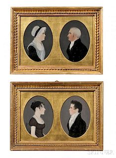 Attributed to "Mr. Boyd" (possibly Harrisburg, Pennsylvania, area, early 19th century), Four Miniature Profile Portraits, Reportedly of