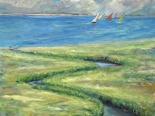 Maud Millicent Clapp Oil on Canvas "Rainbow Fleet Nantucket"