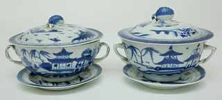 Two Canton Bouillon Cups, 19th Century