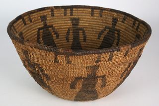 Antique Native American Indian Woven Storage Basket, circa 1920