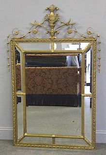 Vintage Giltwood & Gessoed Mirror with Urn Crown.