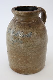 Scarce Antique American Stoneware Oyster Jar, circa 1860
