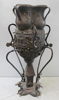 Benin Monumental Bronze Ritual Vessel.