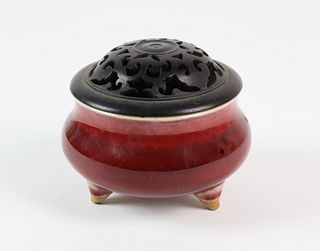 Chinese Oxblood Tripod Censer, late 19th Century