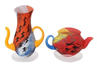 (2) Kosta Boda Art Glass Teapot Vessels