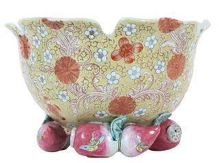 Yellow Chinese Porcelain Footed Bowl
