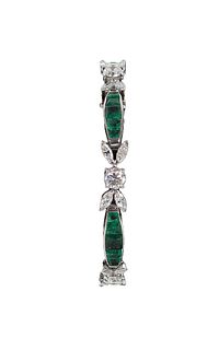 Diamond & Emerald Platinum Bracelet