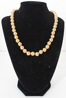 14K Yellow Gold Hollow Bead Necklace