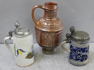 Antique German Stoneware Lot of 3 Pieces.
