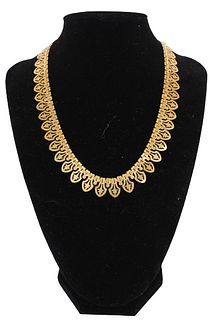 18K Yellow Gold Asian Flat Link Necklace