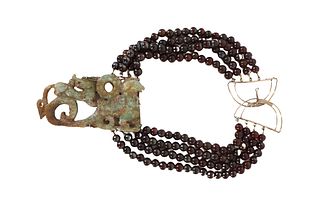 Important Chinese Carved Provincial Jade Necklace