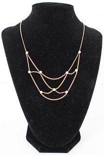 14K Layered Necklace w Pearls