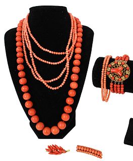 (7) Beaded Coral Ladies Jewelry