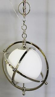Contemporary Chrome and Globe Form Chandelier.