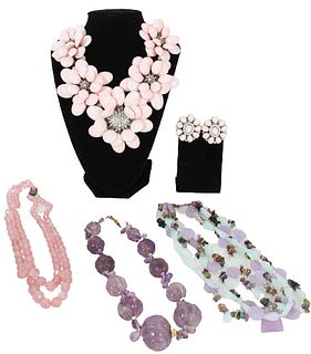 (5) Pcs of Pink & Purple Beaded Jewelry