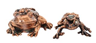 Pair of Frog Figures w Semi Precious Stone Inlay