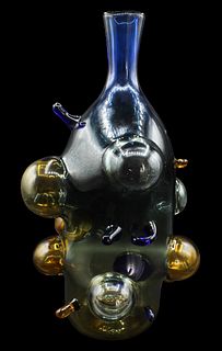 Fabulous Czech Art Glass Hand Blown Bubble Vase