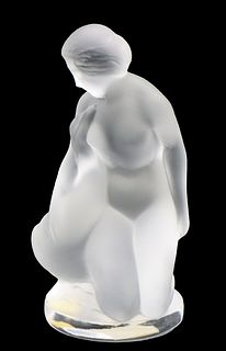 Lalique Frosted Glass Leda & Swan Figurine