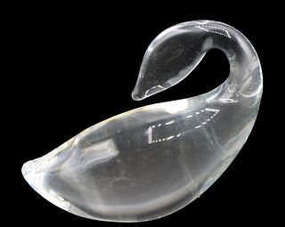 Stueben Glass Swan Figurine Paperweight