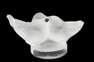 Lalique Frosted Glass Lovebirds Paperweight