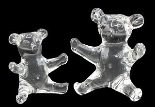 Pair of Glass Bear Figurine Paperweights