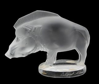 Lalique Boar Figure Paperweight