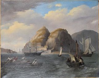 18th Century Marine Painting, Oil on Canvas