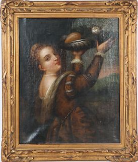 18th Century Old Master of Maiden, Oil on Canvas