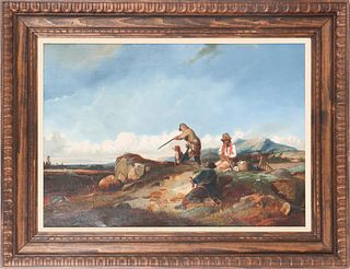 Antique Hunting Sporting Scene, Oil on Canvas