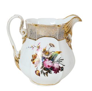 19th C. Hand Painted Porcelain Water Pitcher